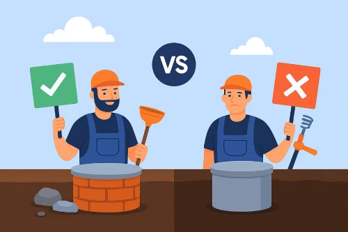 مقایسه چاه‌های آجری با بتنی